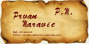 Prvan Maravić vizit kartica